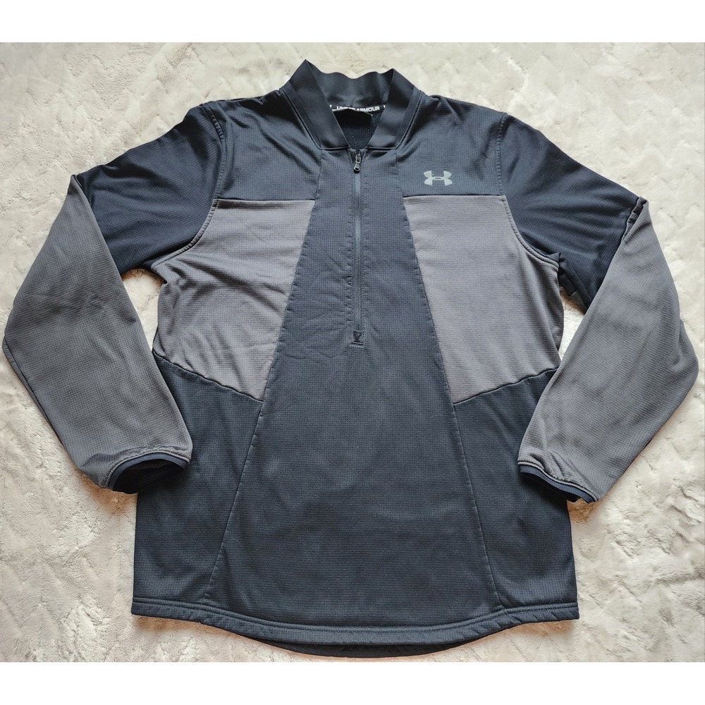 Under Armour Cold Gear Half Zip Black Grey Sweatshirt Mens Large